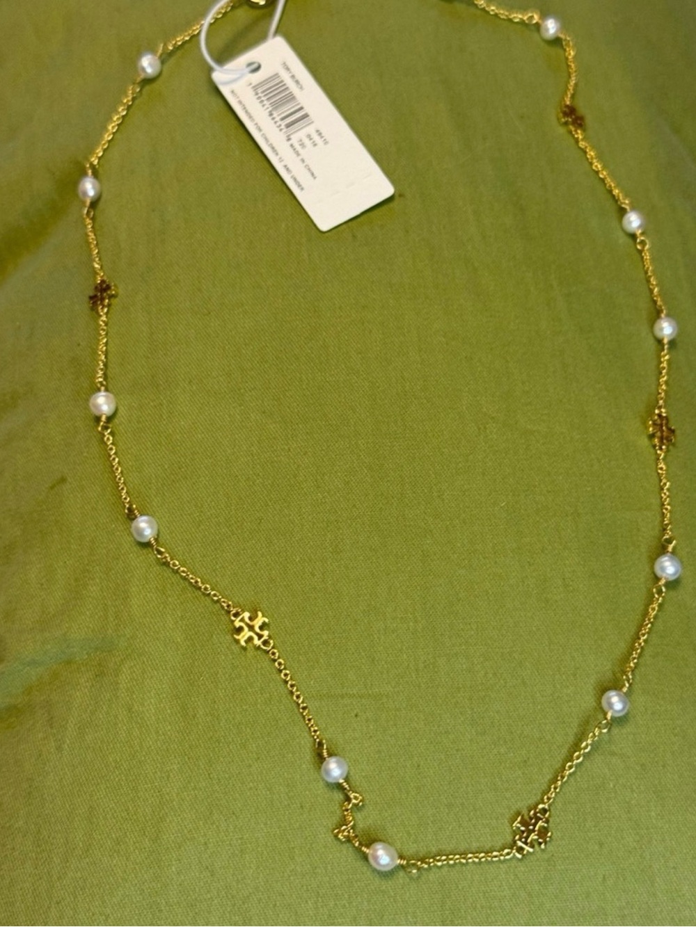 Tory Burch Gold-Tone Necklace with White Pearls